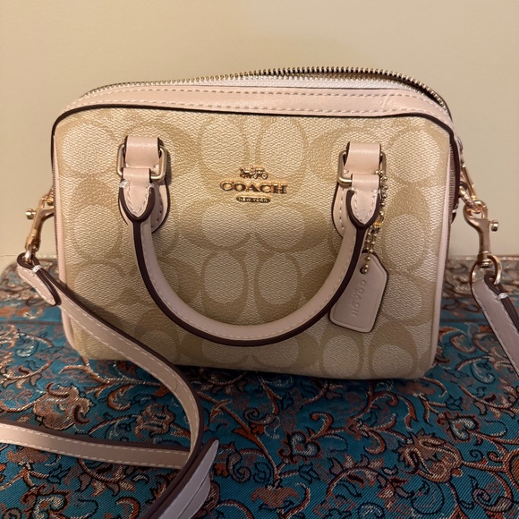 Coach Mini Sierra Satchel in Signature Canvas (Light Beige/Gold) - Picture 1 of 3